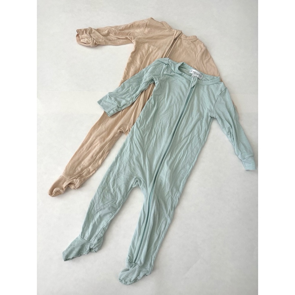 Kids One Piece Pajamas in Tan and Blue
